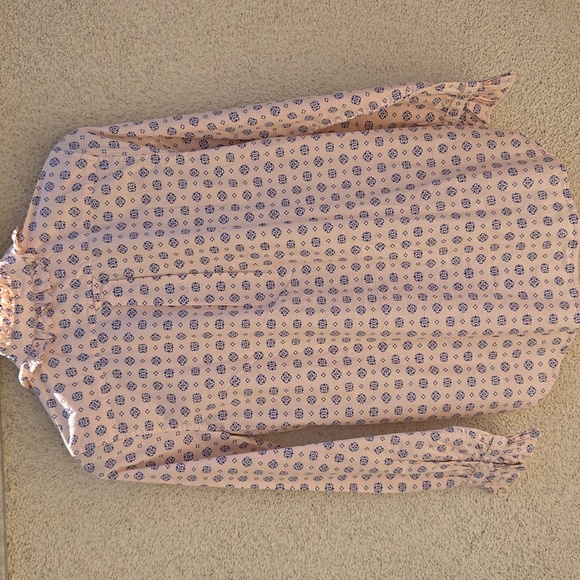 J. Crew Classic Pink and Blue Medallion Ruffled Shirt - Picture 9 of 10